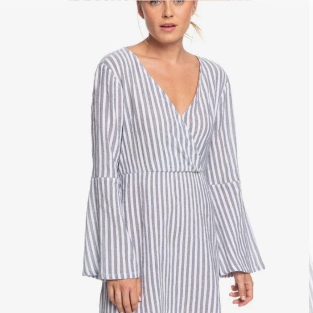 Roxy Blind Dreams Vertical Stripe Long Sleeve Dress